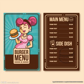 精致有趣汉堡菜单矢量插画