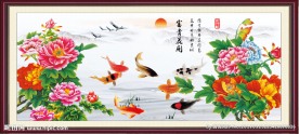 牡丹九鱼图