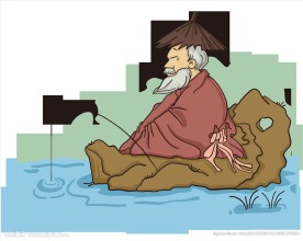 姜太公钓鱼插画