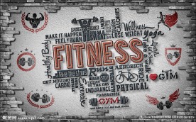 复古健身图标背景墙