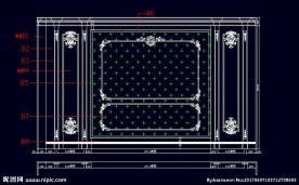 家装CAD实木背景雕花墙板背景