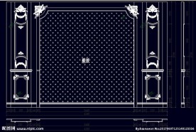 家装CAD实木背景雕花墙板背景