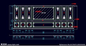 家装CAD实木背景雕花墙板背景