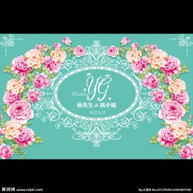 蒂芙尼蓝花卉婚礼迎宾背景