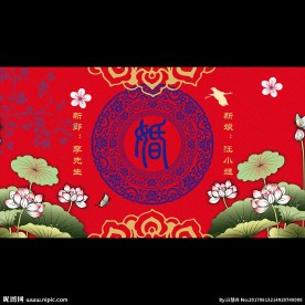 大红金色中式汉唐婚礼迎宾背景