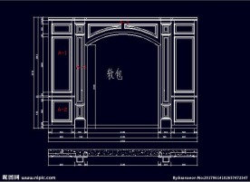 家装CAD实木背景压线墙板背景
