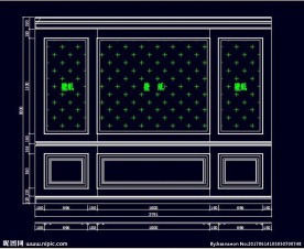 家装CAD实木背景压线墙板背景