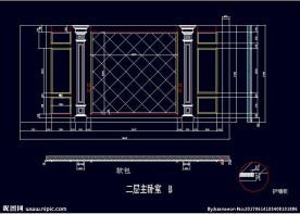 家装CAD实木背景压线墙板背景