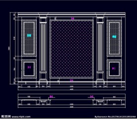 家装CAD实木背景压线墙板背景