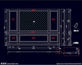 家装CAD实木背景压线墙板背景