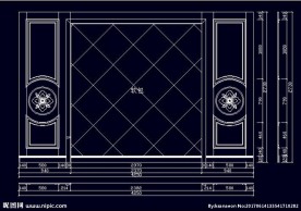 家装CAD实木背景压线墙板背景