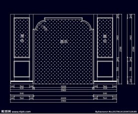 家装CAD实木背景压线墙板背景