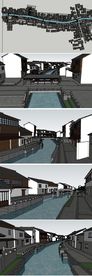 江南风格古镇建筑草图SU模型