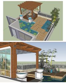 水景露台景观设计草图大师模型