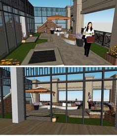 西餐厅露台景观草图大师SU模型