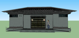 公园中式公厕卫生间草图SU模型