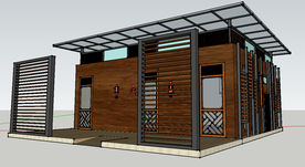 现代中式生态厕所WC草图大师模