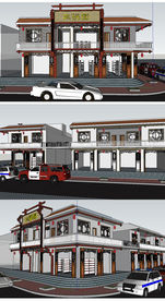 旅游区中式餐厅外建筑草图设计