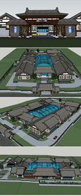 大型农家乐建筑草图大师SU模型