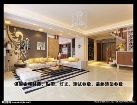 小别墅客厅沙发背景墙效果图