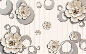 3D立体北欧时尚花朵电视背景墙