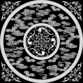 祥云洋花八宝精雕浮雕灰度图