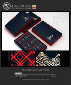 高档大红袍礼盒包装设计平面图