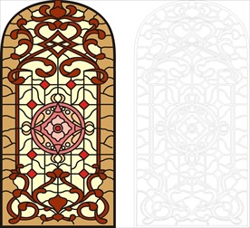 教堂玻璃 矢量图 线条图