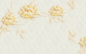 3D浮雕黄金花朵墙纸电视背景墙