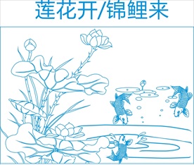 莲花开 锦鲤来 三鱼绕莲花