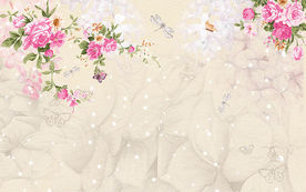 3D立体现代时尚花卉电视背景墙