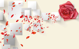 3D立体时尚玫瑰花电视背景墙