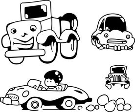 卡通小气车人物矢量图