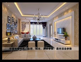 现代欧式客厅壁纸效果图