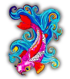 彩色鲤鱼花纹矢量图