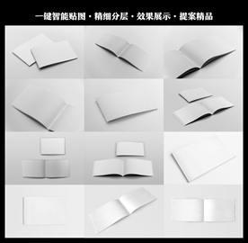 横画册封面展示一键智能贴图样机