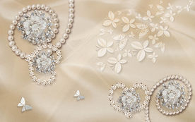 丝绸钻石珠宝3D花朵电视背景墙