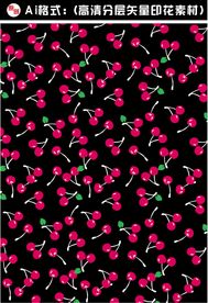 樱桃水果印花底纹素材