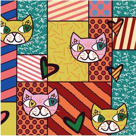 卡通猫条纹背景