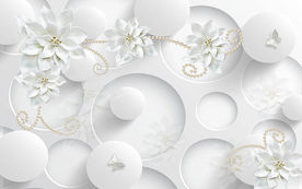 3D立体浮雕花朵电视背景墙