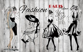 时尚木板美女装饰画背景墙