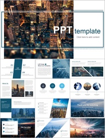 蓝色全图式PPT模板