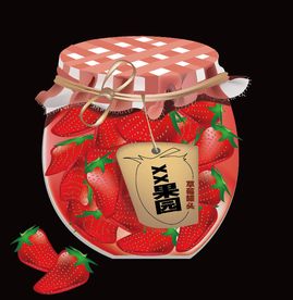 草莓水果罐头 高清矢量绘画