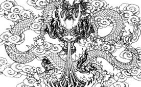 盘龙吐水矢量雕刻图