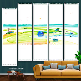 新中式 写意绿色田间 表现风格