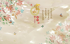 家和富贵大理石花鸟电视背景墙