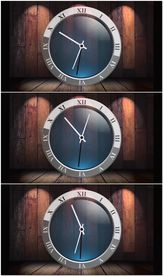 木背景透明时钟旋转