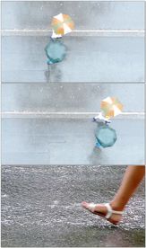 雨天行走脚步踩水