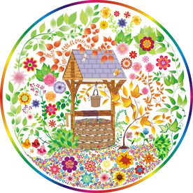 花园  水井 墙贴画