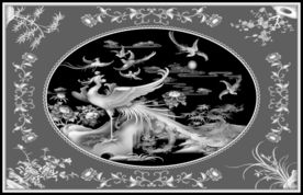 孔雀牡丹凤凰四季花精雕灰度浮雕